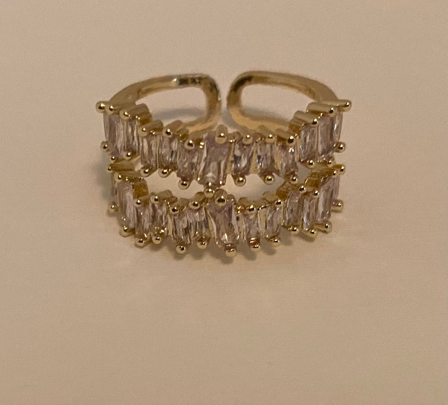 Double Baguette Adjustable Ring