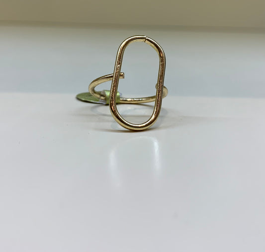 Hollow Geometric Oval Ring