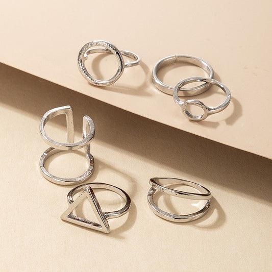 Silver Geometric Rings